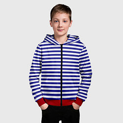 Толстовка на молнии детская Тельняшка синяя ВМФ, цвет: 3D-красный — фото 2