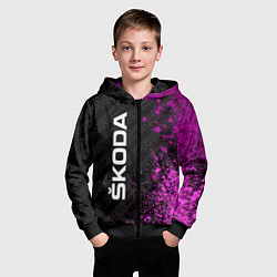 Толстовка на молнии детская Skoda pro racing: по-вертикали, цвет: 3D-черный — фото 2