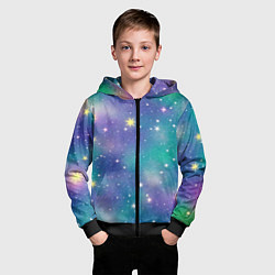 Толстовка на молнии детская Космическое сияние волшебное, цвет: 3D-черный — фото 2