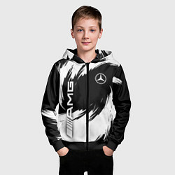 Толстовка на молнии детская Mercedes benz - white color, цвет: 3D-черный — фото 2