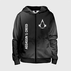 Толстовка на молнии детская Assassins Creed glitch на темном фоне: надпись, си, цвет: 3D-черный