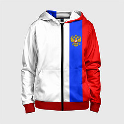 Толстовка на молнии детская Цвета России - герб, цвет: 3D-красный