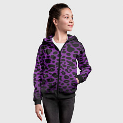 Толстовка на молнии детская Фиолетовый леопард, цвет: 3D-черный — фото 2