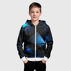 Толстовка на молнии детская Blue black texture, цвет: 3D-белый — фото 2