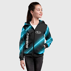Толстовка на молнии детская Subaru неоновые лампы, цвет: 3D-черный — фото 2