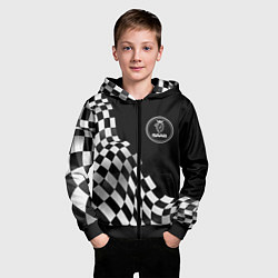 Толстовка на молнии детская Saab racing flag, цвет: 3D-черный — фото 2