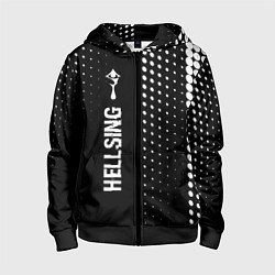 Толстовка на молнии детская Hellsing glitch на темном фоне: по-вертикали, цвет: 3D-черный