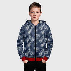 Толстовка на молнии детская Листья пальм в стиле индиго, цвет: 3D-красный — фото 2