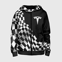 Детская толстовка на молнии Tesla racing flag