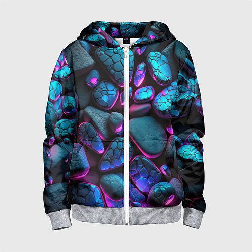 Детская толстовка на молнии Неоновые камни / 3D-Меланж – фото 1