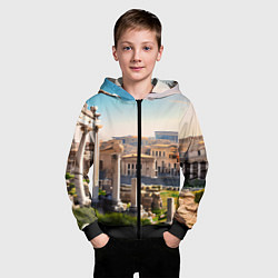 Толстовка на молнии детская Руины Рима, цвет: 3D-черный — фото 2