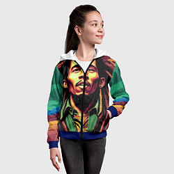 Толстовка на молнии детская Digital Art Bob Marley in the field, цвет: 3D-синий — фото 2