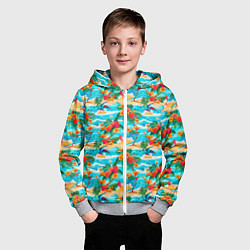 Толстовка на молнии детская Гавайский стиль море и цветы, цвет: 3D-меланж — фото 2