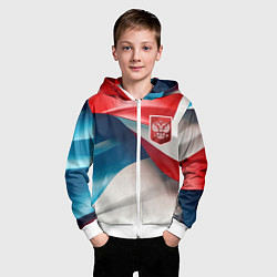 Толстовка на молнии детская Красный герб России, цвет: 3D-белый — фото 2