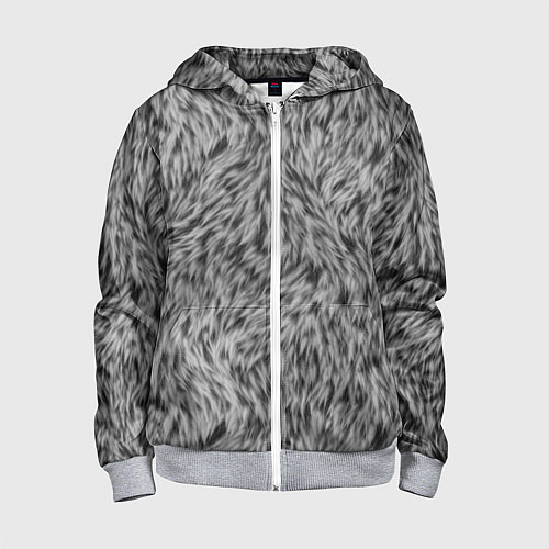 Детская толстовка на молнии Густой серый мех / 3D-Меланж – фото 1