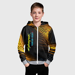 Толстовка на молнии детская Black yellow cyberpunk phantom liberty, цвет: 3D-меланж — фото 2