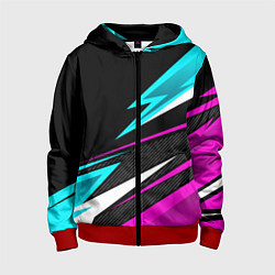 Толстовка на молнии детская Спорт униформа - неон, цвет: 3D-красный