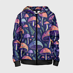 Детская толстовка на молнии Грибы паттерн