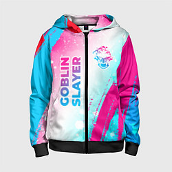 Детская толстовка на молнии Goblin Slayer neon gradient style: надпись, символ