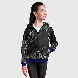 Толстовка на молнии детская Чертеж ракеты, цвет: 3D-синий — фото 2