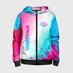 Детская толстовка на молнии Warframe neon gradient style: надпись, символ