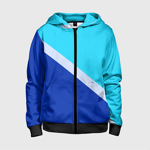 Детская толстовка на молнии Двуцветный голубой / 3D-Черный – фото 1