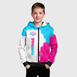Толстовка на молнии детская Warframe neon gradient style: по-вертикали, цвет: 3D-черный — фото 2