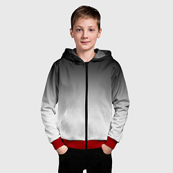 Толстовка на молнии детская Black and white gradient, цвет: 3D-красный — фото 2