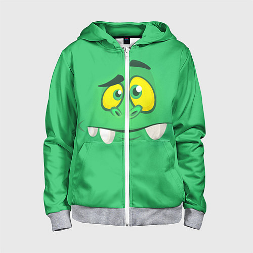 Детская толстовка на молнии Мультяшное лицо монстра / 3D-Меланж – фото 1