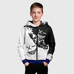 Толстовка на молнии детская Smile - black and white, цвет: 3D-синий — фото 2