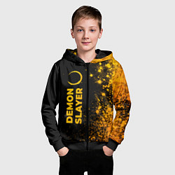 Толстовка на молнии детская Demon Slayer - gold gradient: по-вертикали, цвет: 3D-черный — фото 2