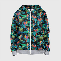 Толстовка на молнии детская Попугаи Макса Пэйна, цвет: 3D-меланж