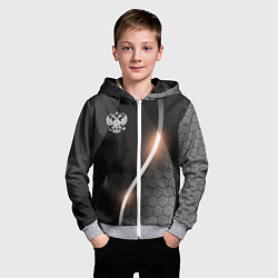 Толстовка на молнии детская Герб России на темном фоне, цвет: 3D-меланж — фото 2