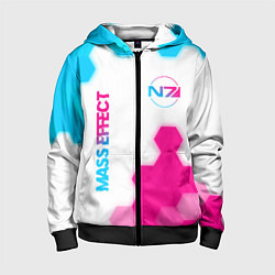 Детская толстовка на молнии Mass Effect neon gradient style: надпись, символ