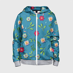 Детская толстовка на молнии Цветы и зеленые веточки