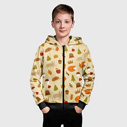 Толстовка на молнии детская Паттерн - осень, цвет: 3D-черный — фото 2