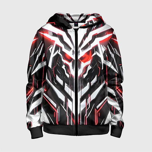 Детская толстовка на молнии Киберпанк скелет красный / 3D-Черный – фото 1