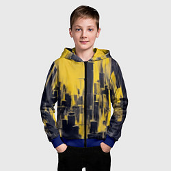 Толстовка на молнии детская Большой нарисованный город, цвет: 3D-синий — фото 2