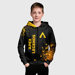 Толстовка на молнии детская Apex Legends - gold gradient: надпись, символ, цвет: 3D-черный — фото 2
