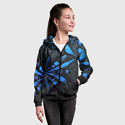 Толстовка на молнии детская Black blue elements, цвет: 3D-черный — фото 2