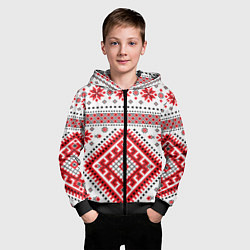 Толстовка на молнии детская Удмуртская роспись, цвет: 3D-черный — фото 2