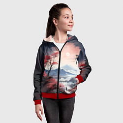 Толстовка на молнии детская Луна над горами, цвет: 3D-красный — фото 2