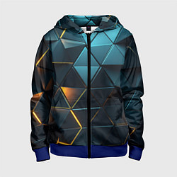 Толстовка на молнии детская Объемные частицы с подсветкой, цвет: 3D-синий