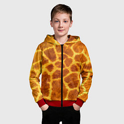 Толстовка на молнии детская Шкура жирафа - текстура, цвет: 3D-красный — фото 2