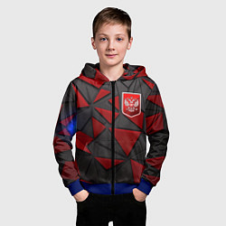 Толстовка на молнии детская Красный герб РФ, цвет: 3D-синий — фото 2