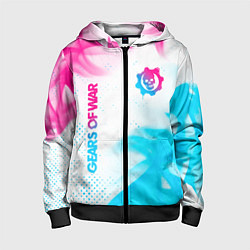 Детская толстовка на молнии Gears of War neon gradient style: надпись, символ