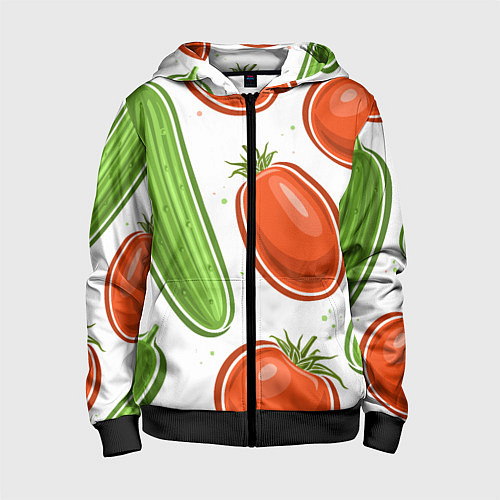 Детская толстовка на молнии Помидоры и огурцы / 3D-Черный – фото 1