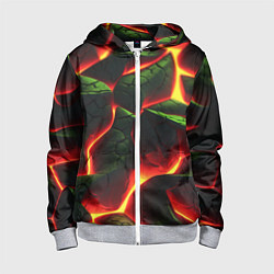 Детская толстовка на молнии Зеленые плиты и лава