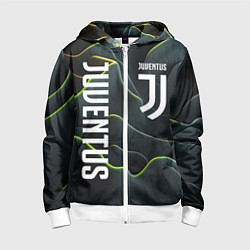 Толстовка на молнии детская Juventus dark green logo, цвет: 3D-белый