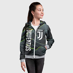 Толстовка на молнии детская Juventus dark green logo, цвет: 3D-меланж — фото 2